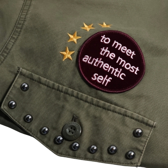 La Chapelle Oversized Grunge Army Green Jacket Size 36 Small - Picture 4 of 16